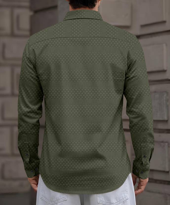 Men's Premium Mehndi Green Jacquard Shirt