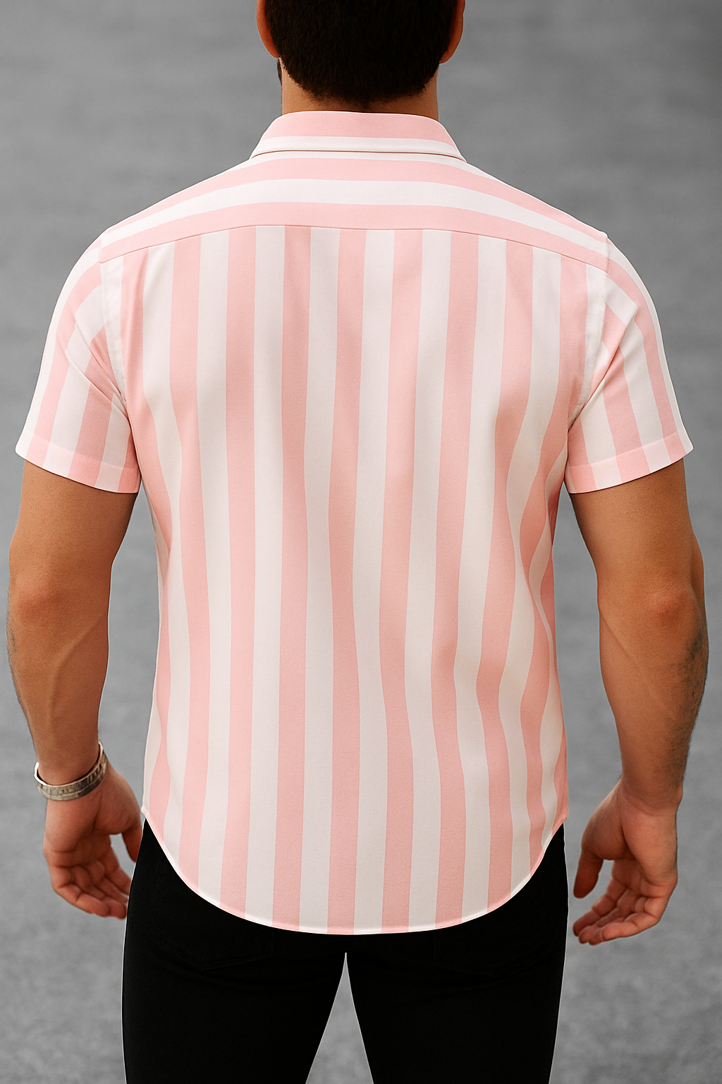 Peach Striped Short Sleeve Shirt