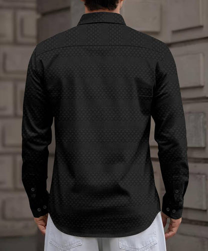 Men's Jet Black Premium Jacquard Shirt