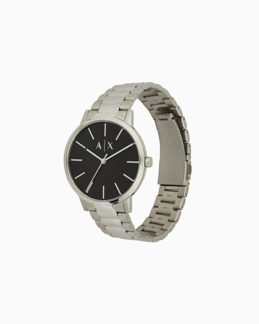 ArmanIi Exchang Mens Cayde Black Dial Stainless Steel Analogue Watch - AX2700 (Black_Free Size)