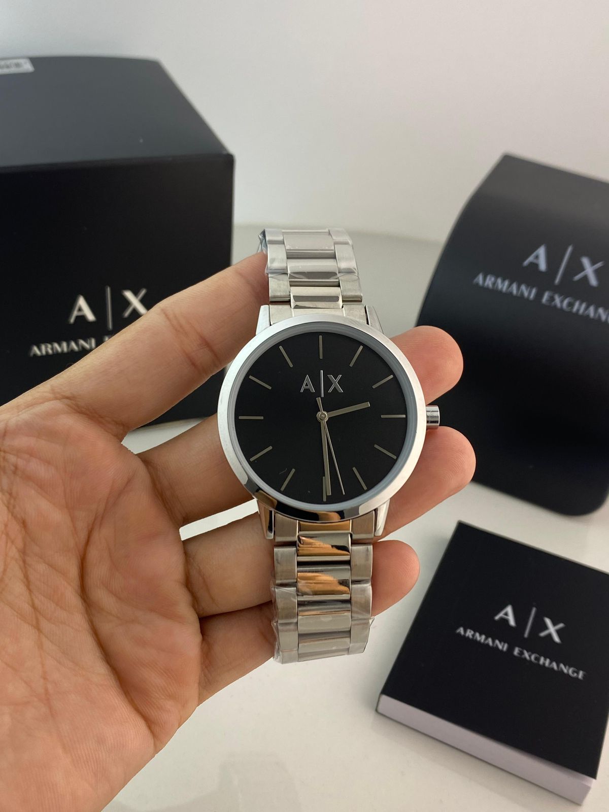 ArmanIi Exchang Mens Cayde Black Dial Stainless Steel Analogue Watch - AX2700 (Black_Free Size)